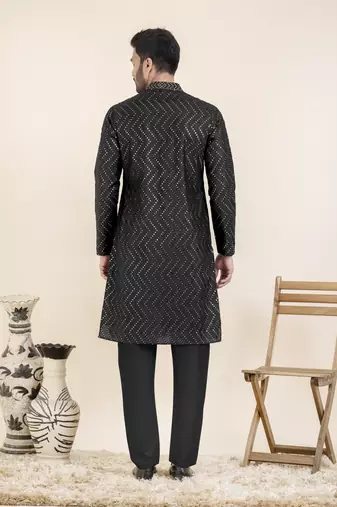 Black zigzag embroidered kurtas