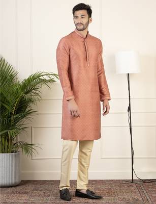 Red baroque printed kurtas 4