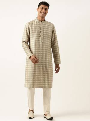 Green beige printed kurtas 1