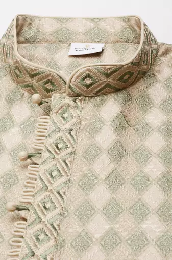Green beige printed kurtas