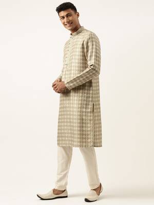 Green beige printed kurtas 3