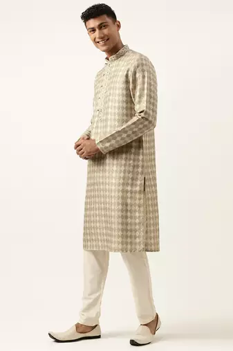 Green beige printed kurtas