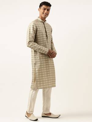 Green beige printed kurtas 4