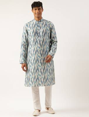 Blue ikat printed kurtas 1