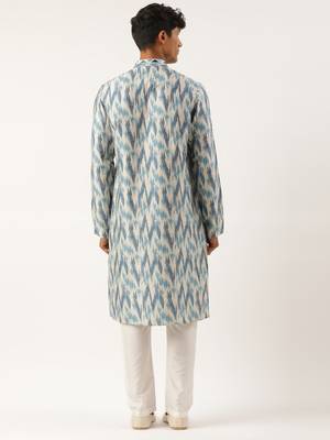 Blue ikat printed kurtas 2