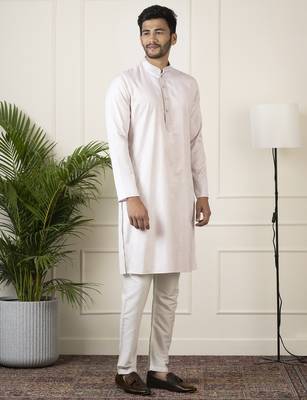 Baby pink jacquard embroidered kurtas 4