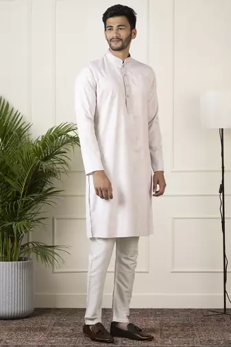 Baby pink jacquard embroidered kurtas