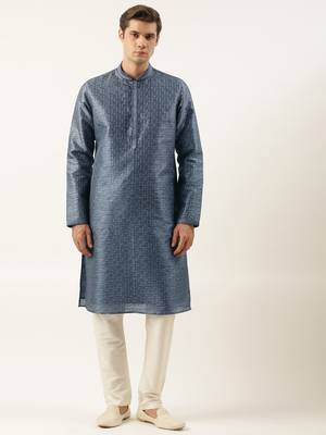 Grey embroidered silk kurtas 1