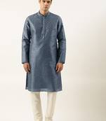 Grey embroidered silk kurtas