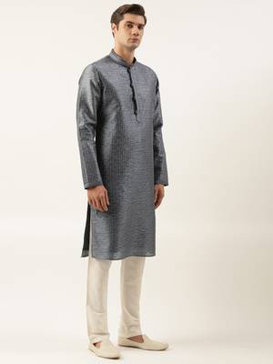Grey embroidered silk kurtas 4