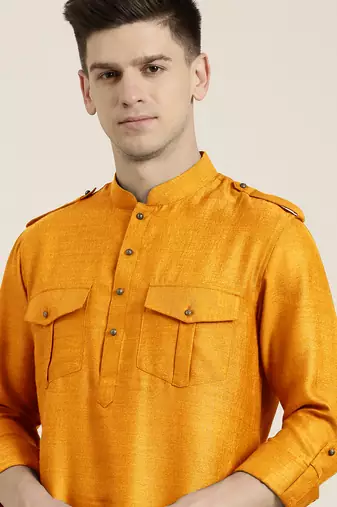 Mustard cotton short pathani
