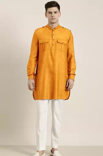 Mustard cotton short pathani