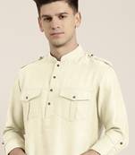 Cream cotton short pathani