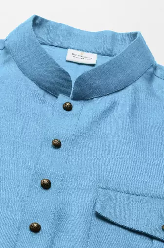 Blue light cotton short pathani