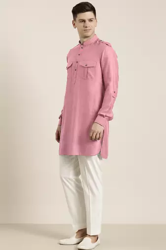 Old rose cotton short pathani