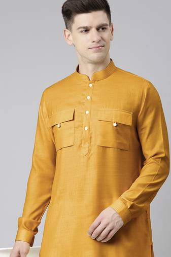 Mustard pathani kurtas
