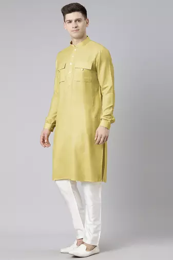 Greenish beige pathani kurtas