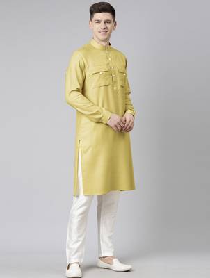 Greenish beige pathani kurtas 4