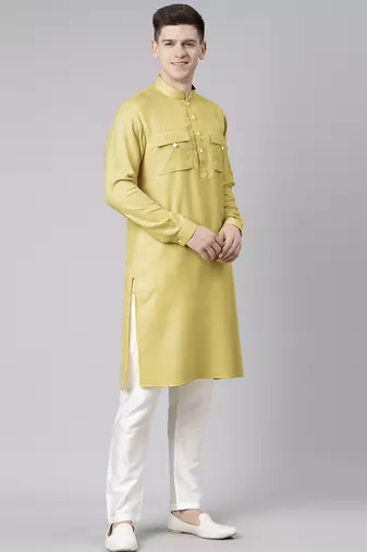Greenish beige pathani kurtas