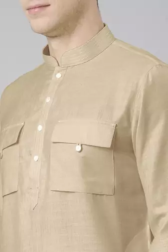 Beige pathani kurtas