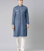 Denim blue pathani kurtas