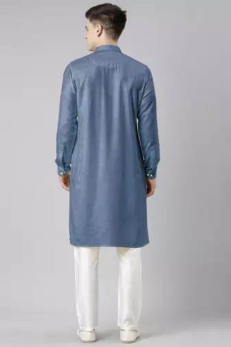 Denim blue pathani kurtas