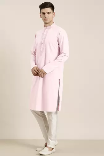 Pink cotton dori embroidered kurtas