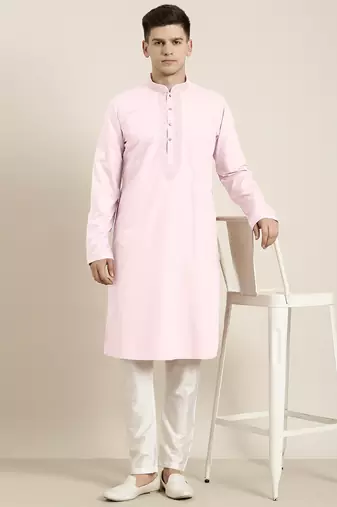 Pink cotton dori embroidered kurtas