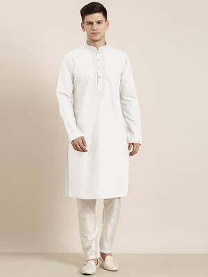 Off white cotton dori embroidered kurtas 1