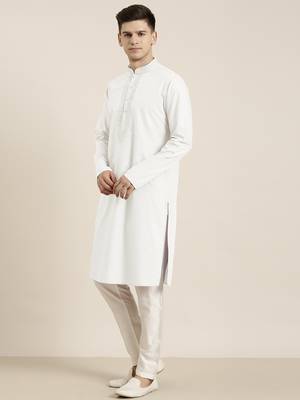 Off white cotton dori embroidered kurtas 3