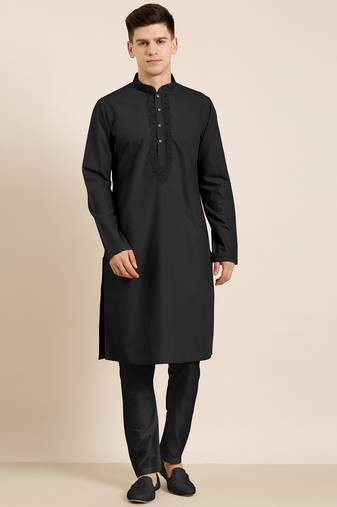 Black cotton dori embroidered kurtas