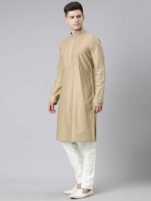 Beige pleated cotton kurtas 3