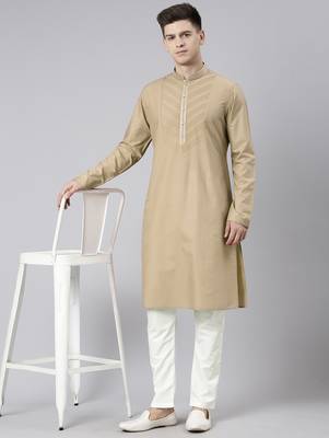 Beige pleated cotton kurtas 4