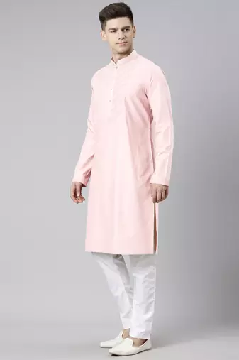 Pink pleated cotton kurtas