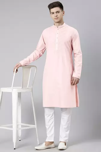 Pink pleated cotton kurtas