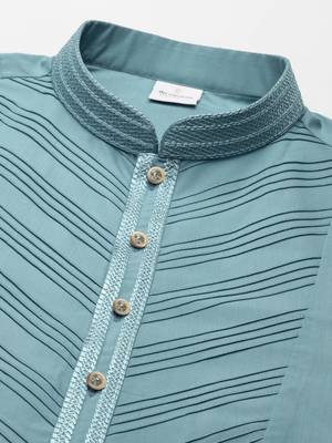 Teal pleated cotton kurtas 2