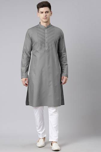 Grey pleated cotton kurtas