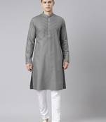 Grey pleated cotton kurtas