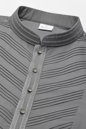 Grey pleated cotton kurtas