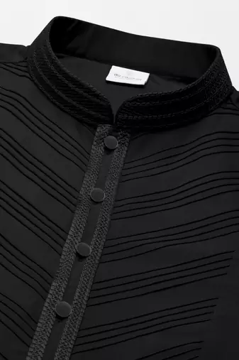 Black pleated cotton kurtas