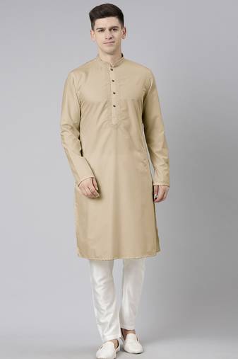 Beige cotton dori embroidery kurtas