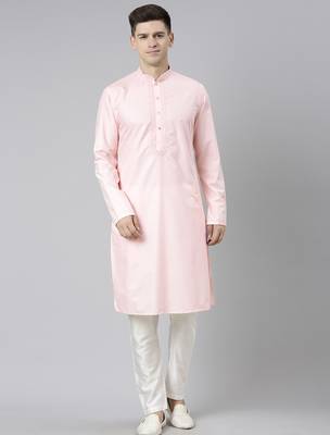 Pink cotton dori embroidery kurtas 1