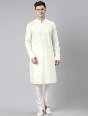 Off white cotton dori embroidery kurtas 1