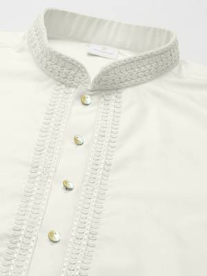 Off white cotton dori embroidery kurtas 2