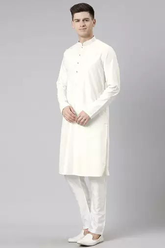 Off white cotton dori embroidery kurtas