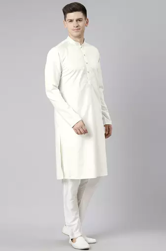 Off white cotton dori embroidery kurtas