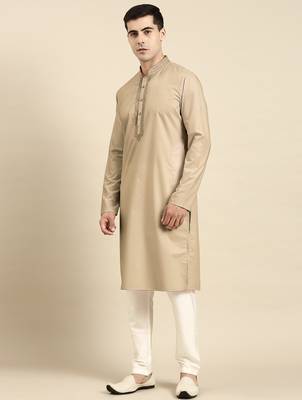 Beige cotton dori embroidered kurtas 3