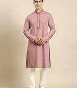 Rose pink cotton dori embroidered kurtas
