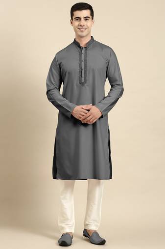 Grey cotton dori embroidered kurtas