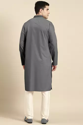 Grey cotton dori embroidered kurtas